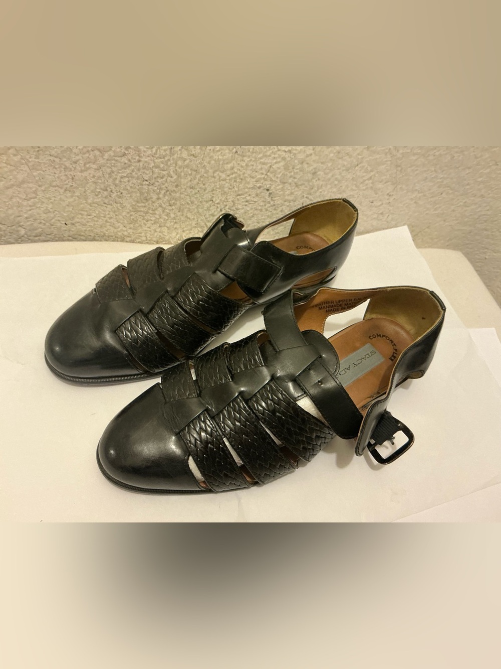 Stacy Adams Black Woven Leather Women’s Sandals